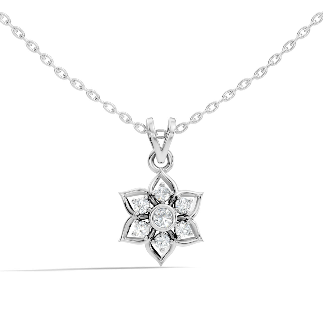 .27 Ct. Round Diamond Floral Drop Pendant Necklace (GJSPD-104)