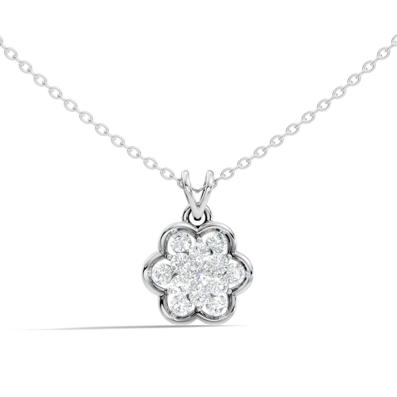 .80 Ct. Round Diamond Flower Cluster Pendant Necklace (GJSPD-106)