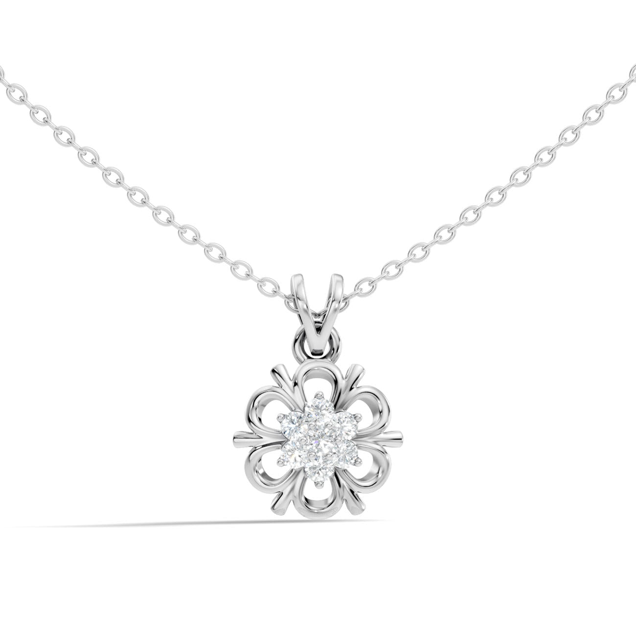 .25 Ct. Round Diamond Floral Scroll Pendant Necklace (GJSPD-107)