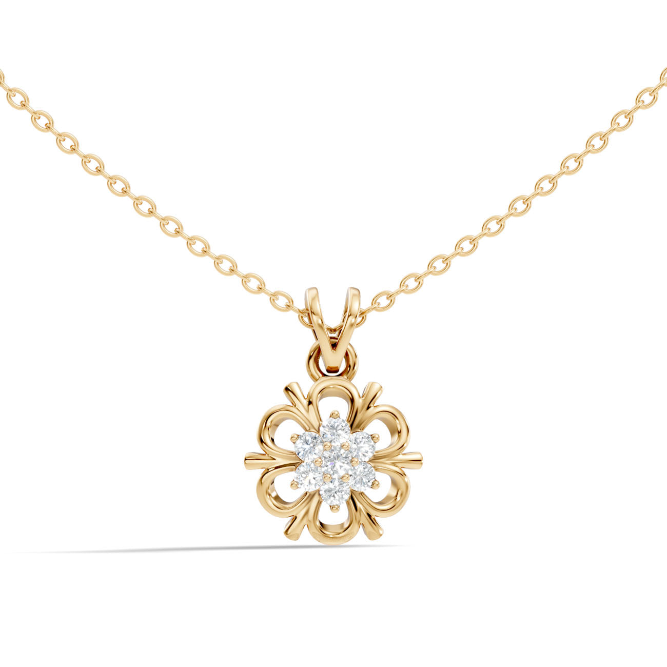 .25 Ct. Round Diamond Floral Scroll Pendant Necklace (GJSPD-107) 4