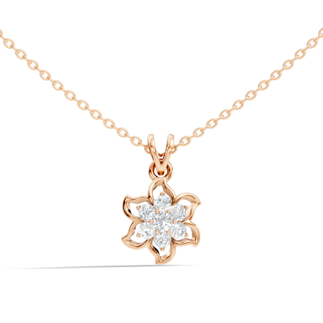 .45 Ct. Round Diamond Petal Bloom Pendant Necklace (GJSPD-108) 4