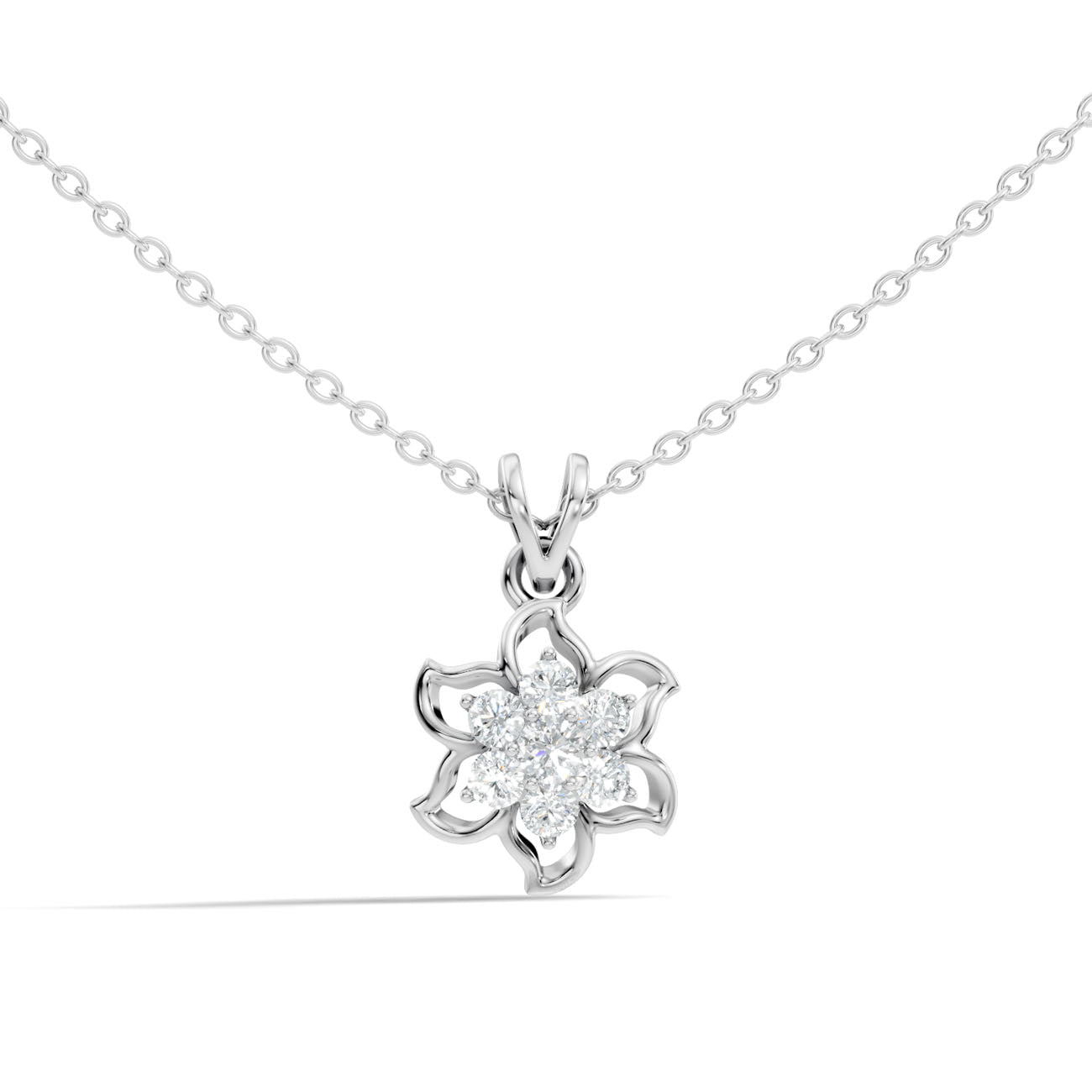 .45 Ct. Round Diamond Petal Bloom Pendant Necklace (GJSPD-108)