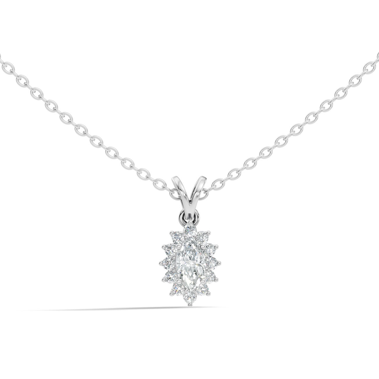 .46 Ct. Marquise Diamond Halo Pendant Necklace (GJSPD-109)