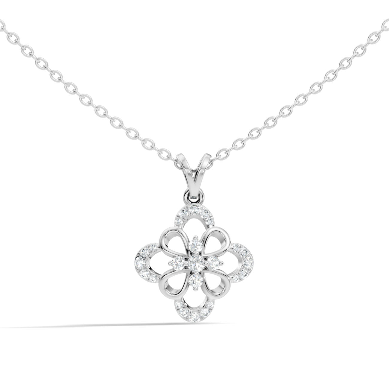.25 Ct. Floral Diamond Openwork Pendant Necklace (GJSPD-110)