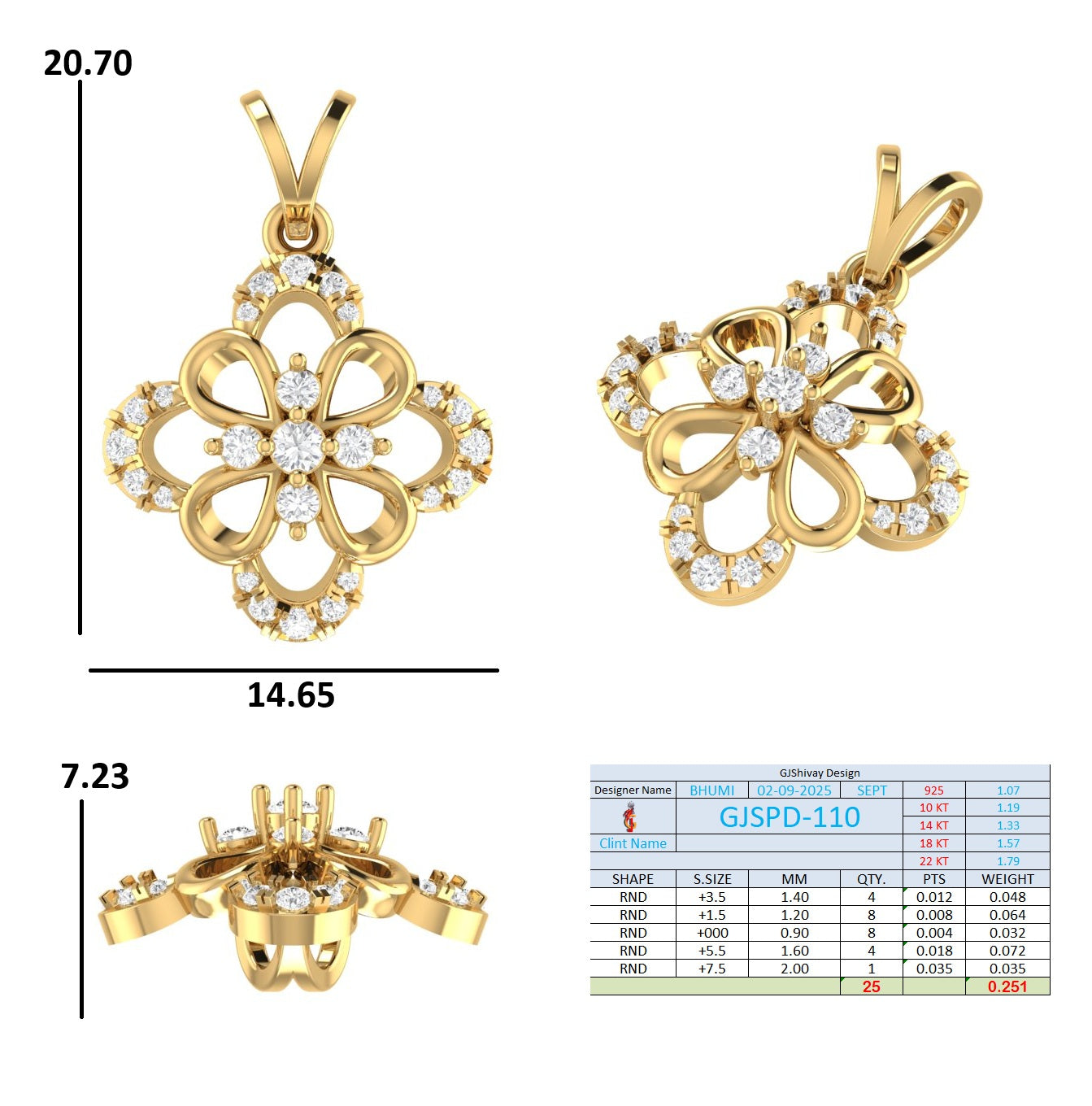 .25 Ct. Floral Diamond Openwork Pendant Necklace (GJSPD-110) 10