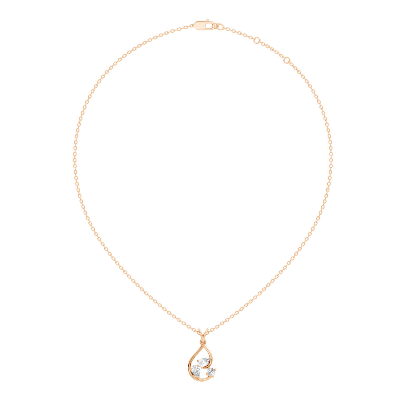 .44 Ct. Three-Stone Diamond Teardrop Pendant Necklace (GJSPD-114)