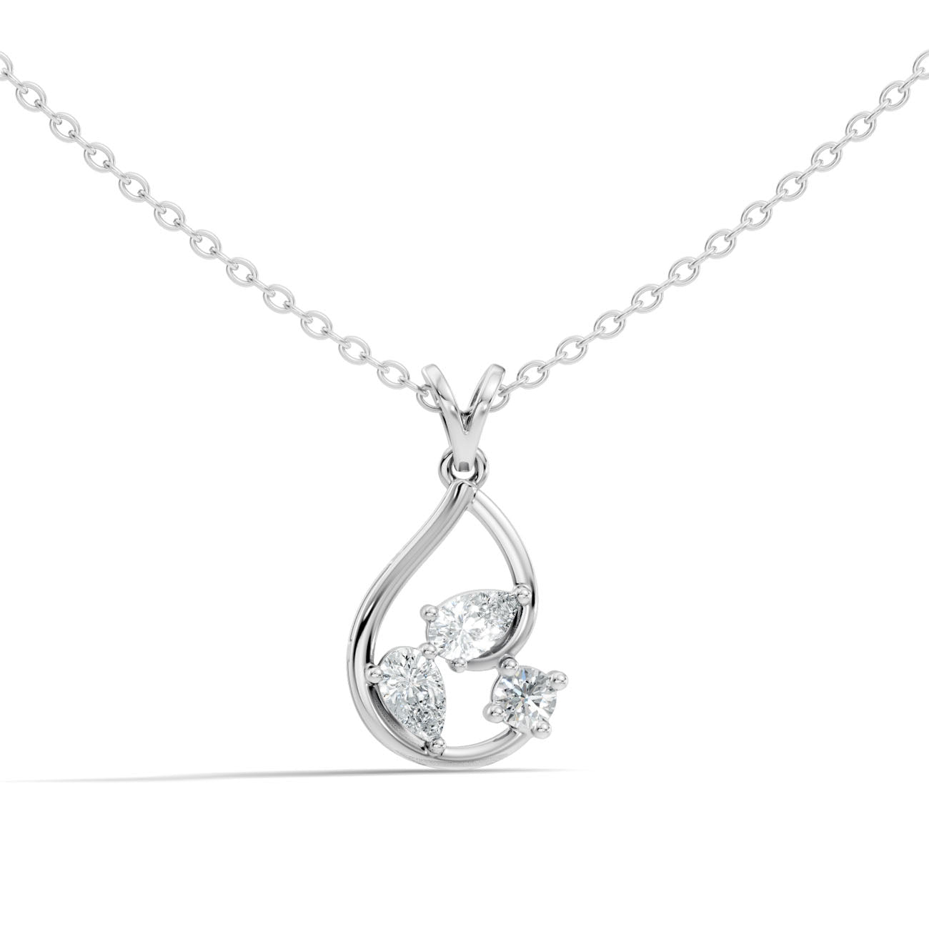 .44 Ct. Three-Stone Diamond Teardrop Pendant Necklace (GJSPD-114) 6