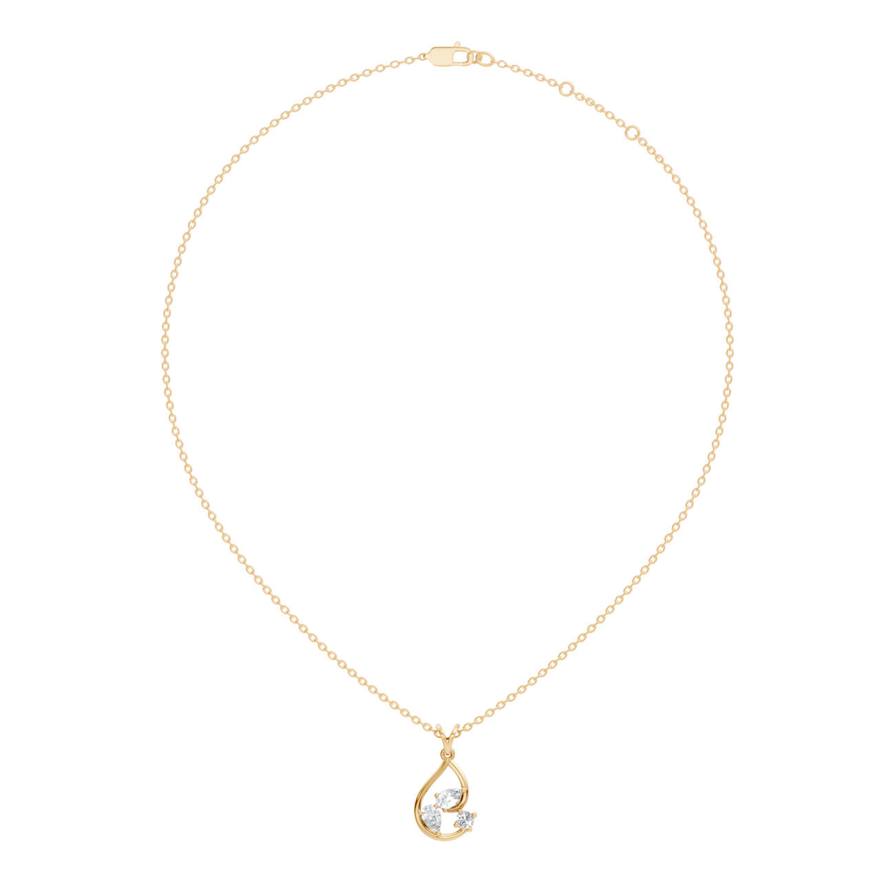 .44 Ct. Three-Stone Diamond Teardrop Pendant Necklace (GJSPD-114) 8