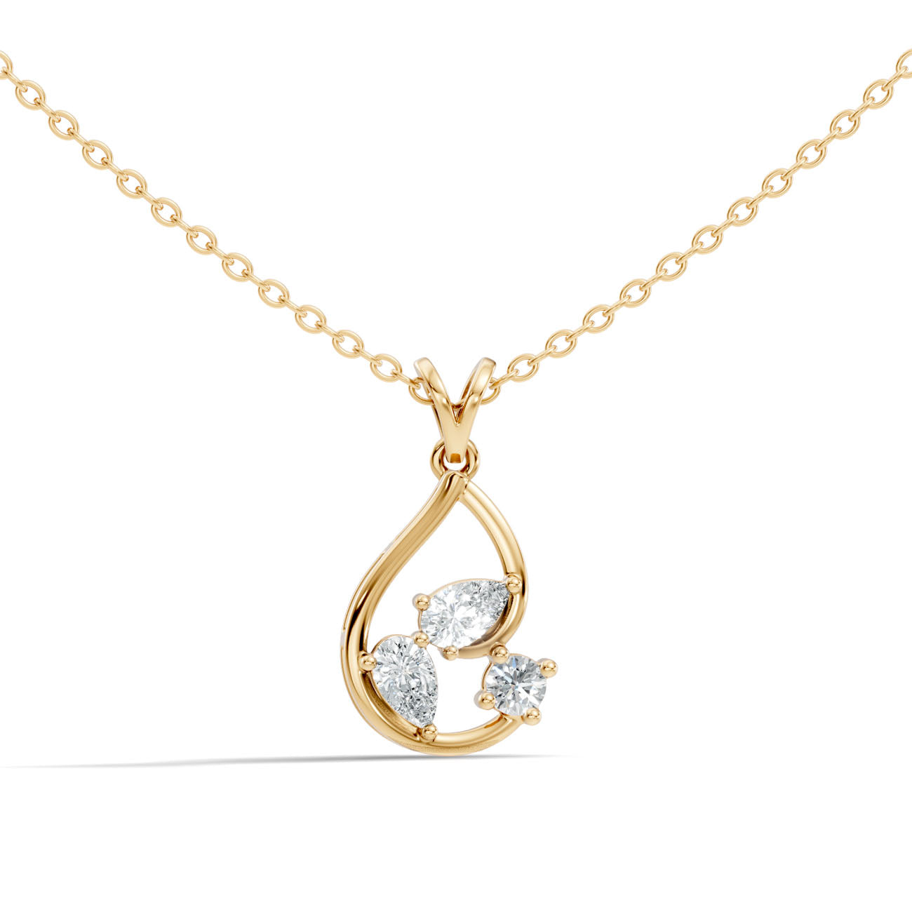 .44 Ct. Three-Stone Diamond Teardrop Pendant Necklace (GJSPD-114)