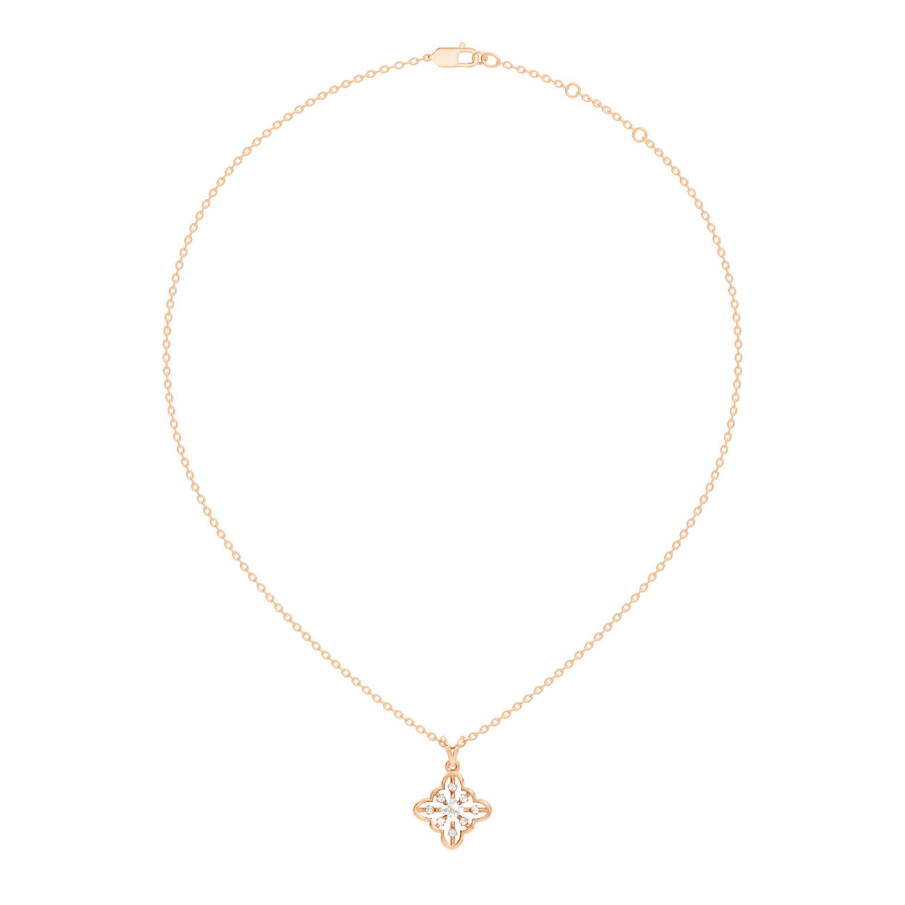 .14 Ct. Diamond Quatrefoil Flower Pendant Necklace (GJSPD-116)