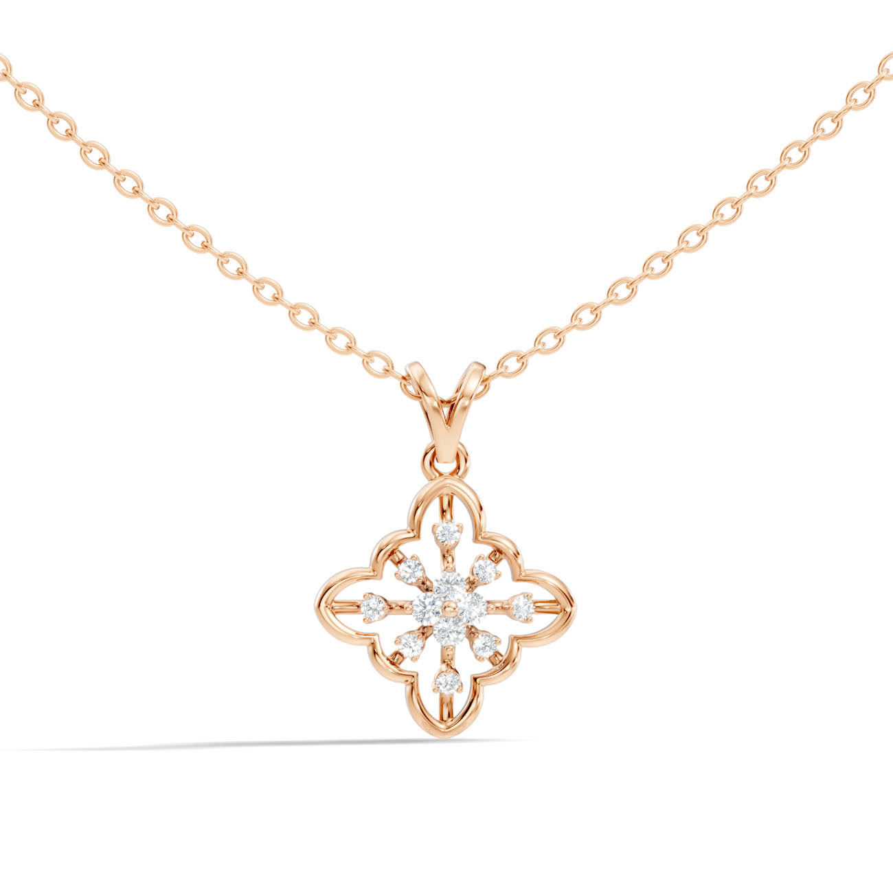 .14 Ct. Diamond Quatrefoil Flower Pendant Necklace (GJSPD-116) 4