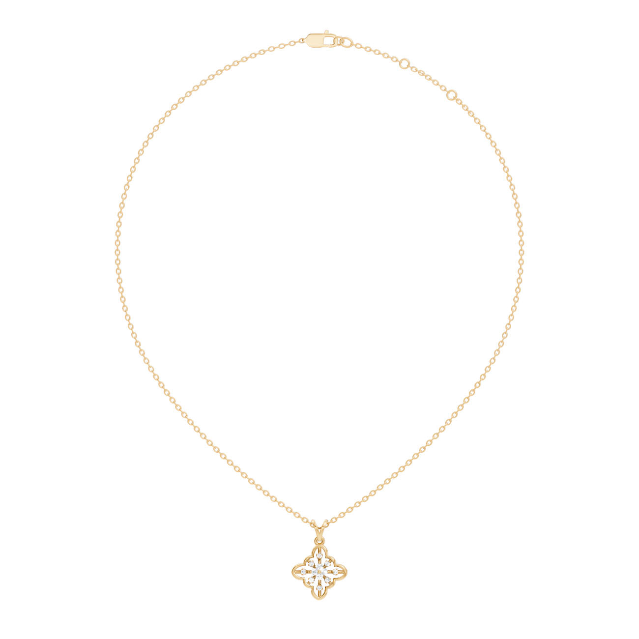 .14 Ct. Diamond Quatrefoil Flower Pendant Necklace (GJSPD-116) 7