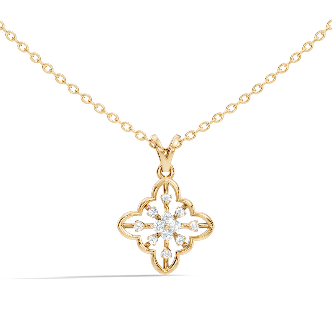 .14 Ct. Diamond Quatrefoil Flower Pendant Necklace (GJSPD-116) 8