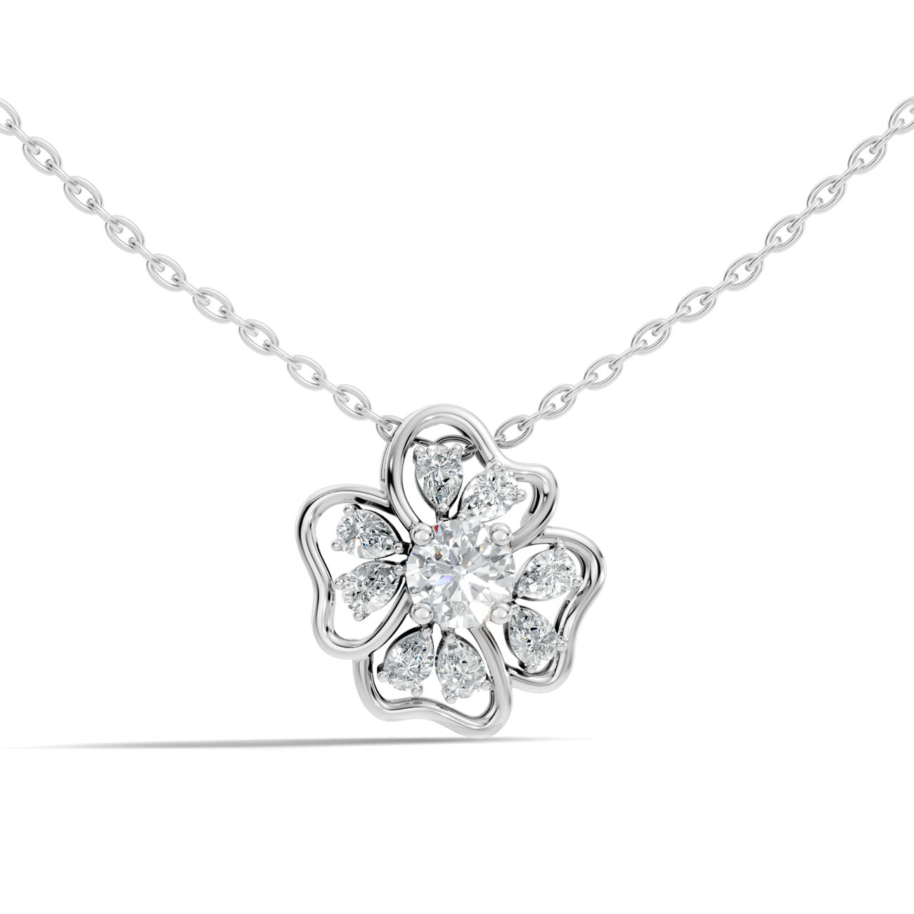 .80 Ct. Diamond Floral Cluster Pendant Necklace (GJSPD-119)