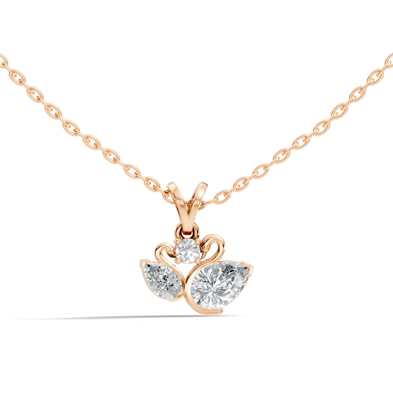 .72 Ct. Swan-Inspired Pear and Round Diamond Three-Stone Pendant Necklace (GJSPD-124) 8