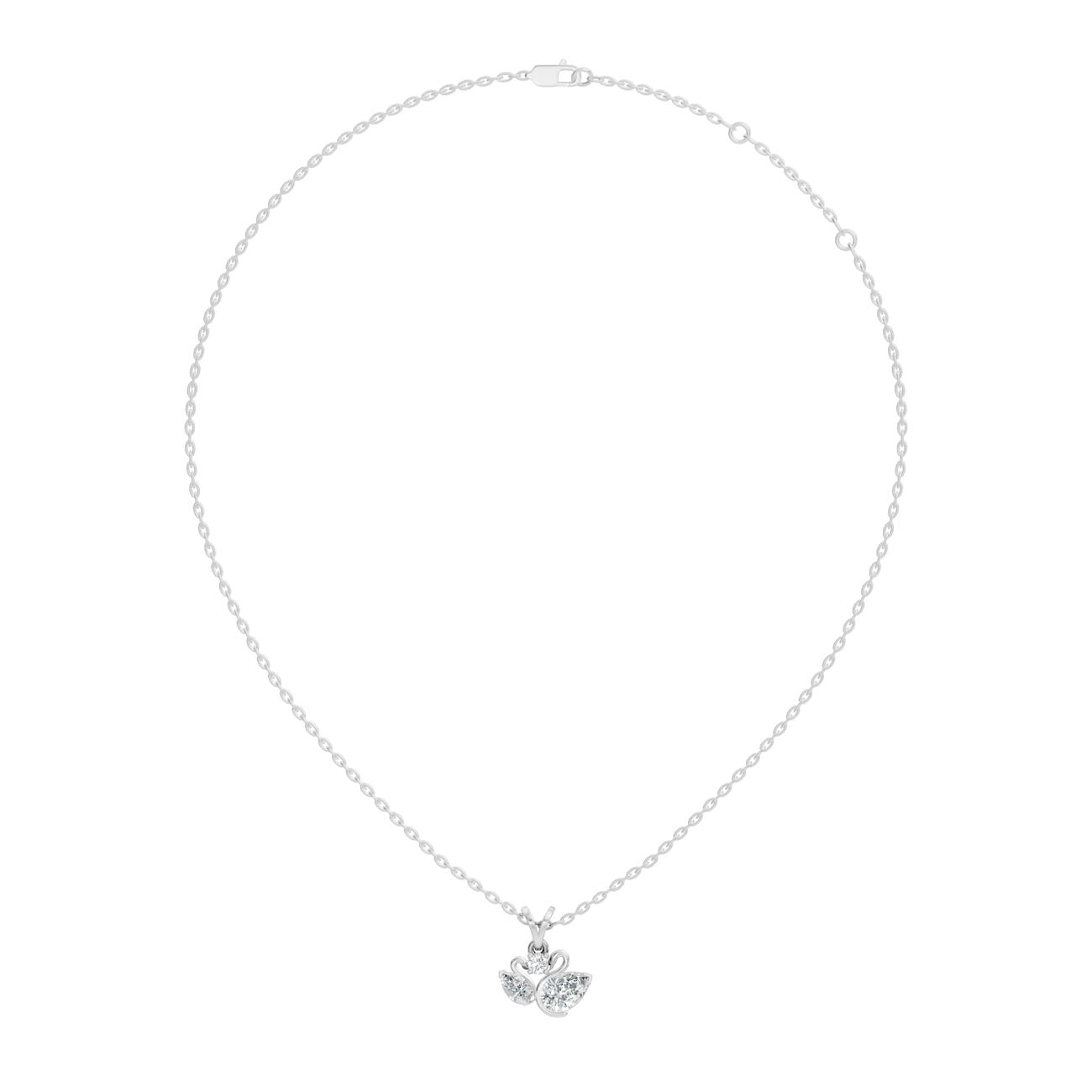 .72 Ct. Swan-Inspired Pear and Round Diamond Three-Stone Pendant Necklace (GJSPD-124)