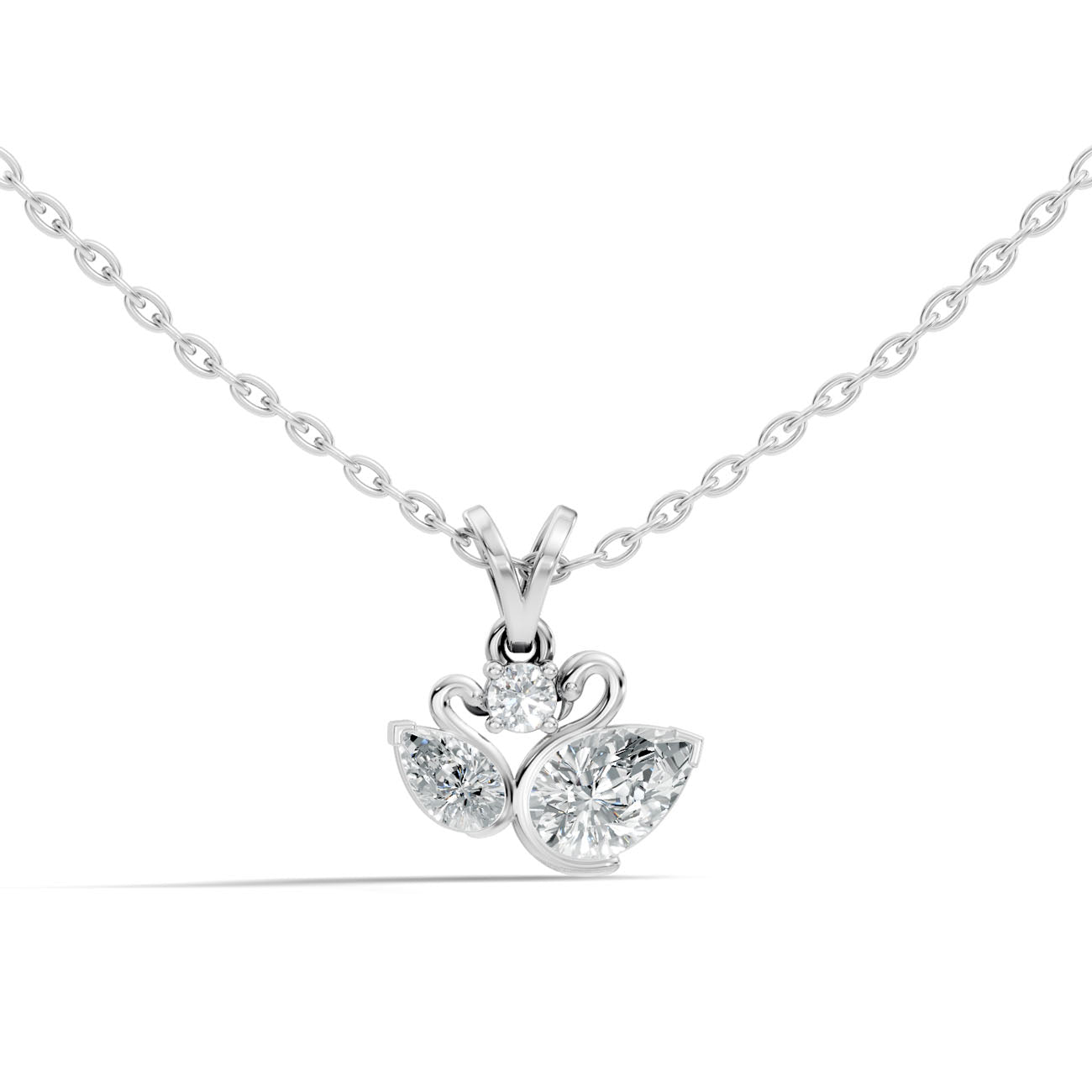 .72 Ct. Swan-Inspired Pear and Round Diamond Three-Stone Pendant Necklace (GJSPD-124)