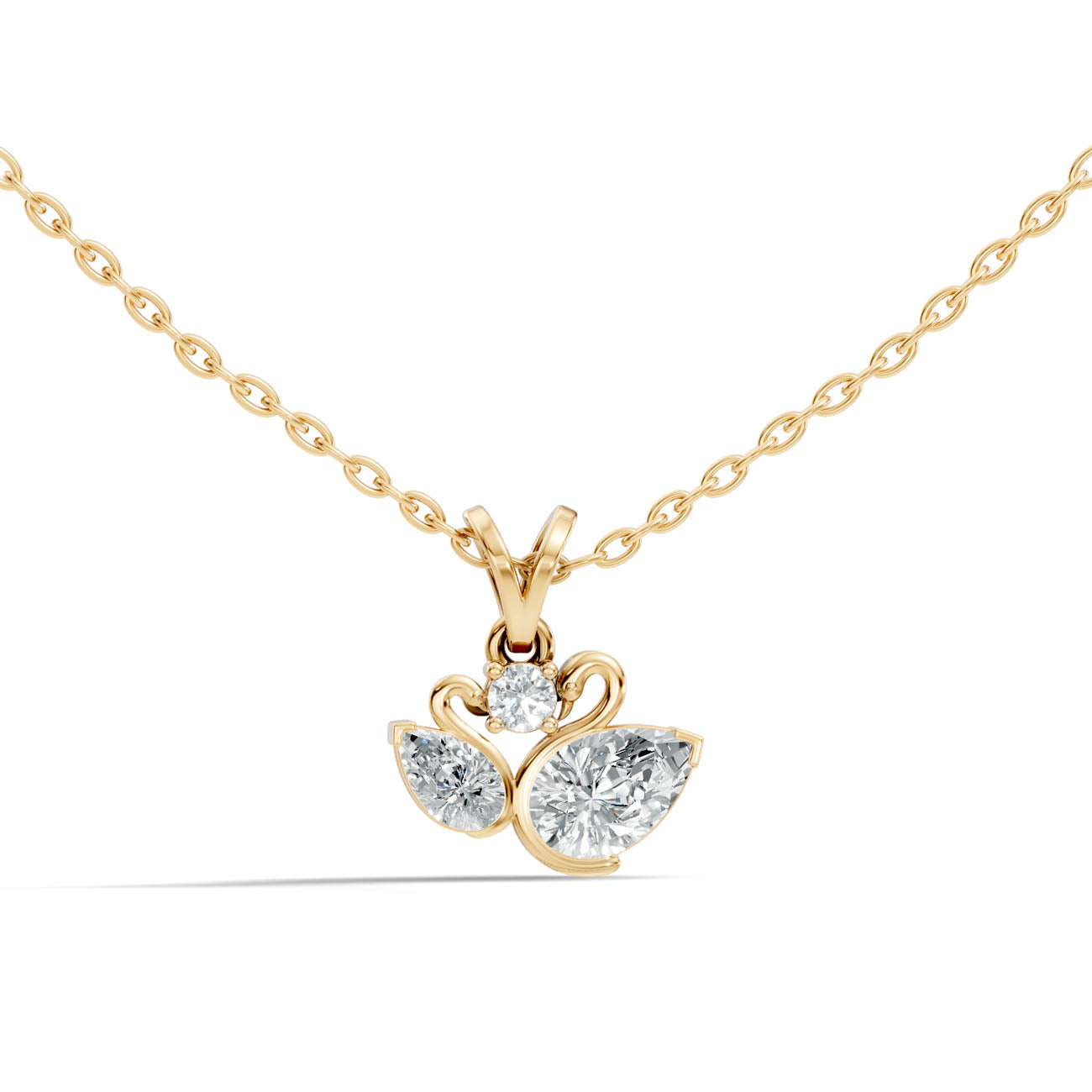 .72 Ct. Swan-Inspired Pear and Round Diamond Three-Stone Pendant Necklace (GJSPD-124) 5