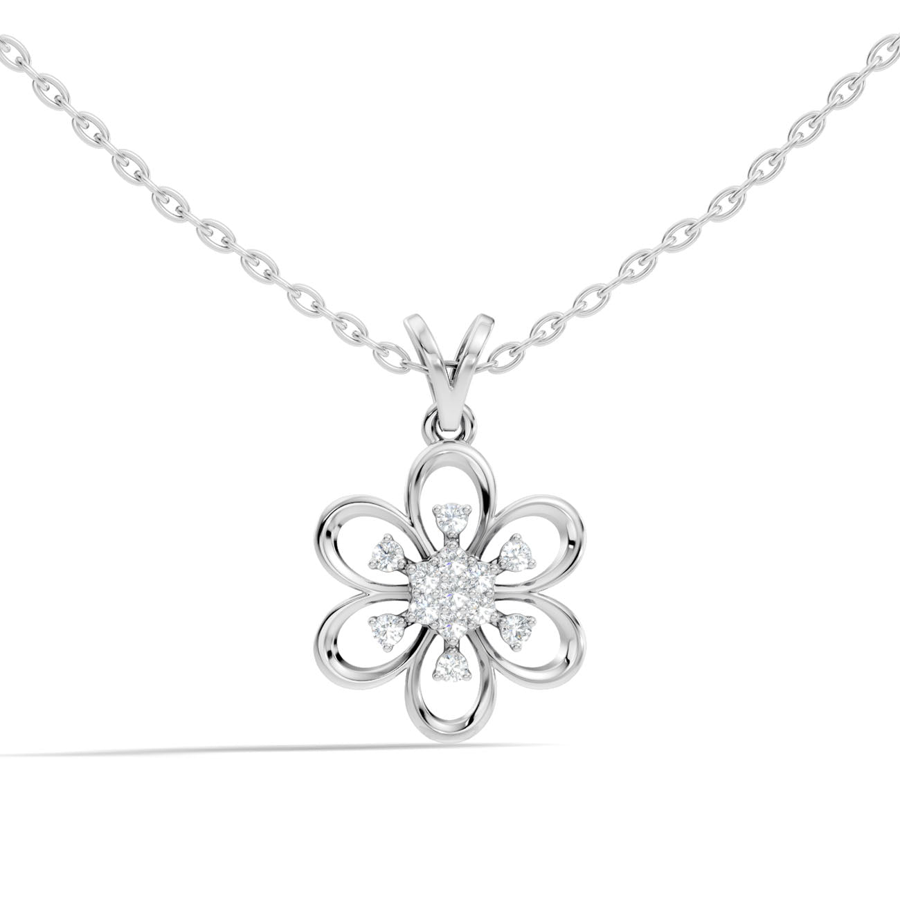 .13 Ct. Diamond Floral Cluster Pendant Necklace (GJSPD-125)