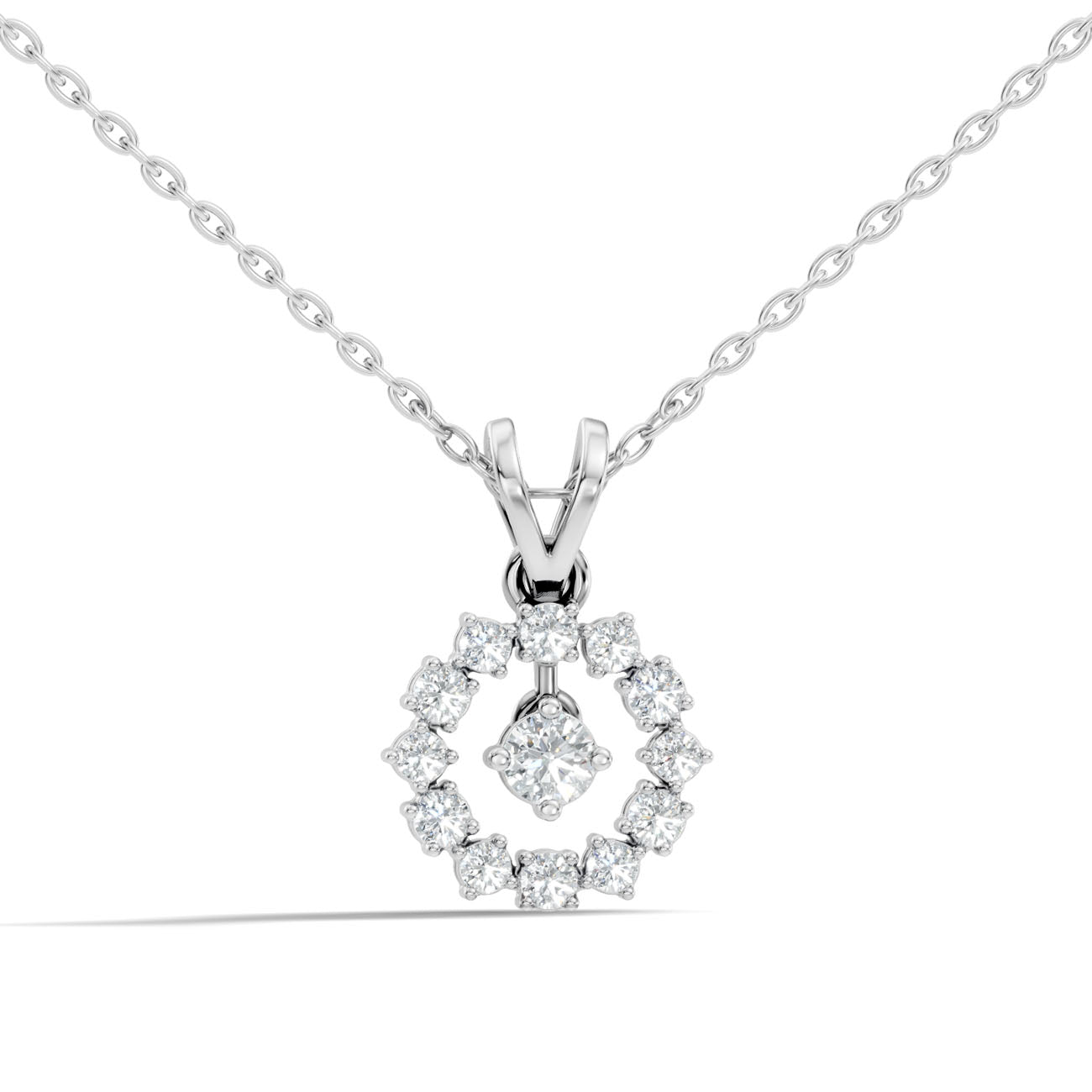 .37 Ct. Diamond Circle Halo Pendant Necklace (GJSPD-126)