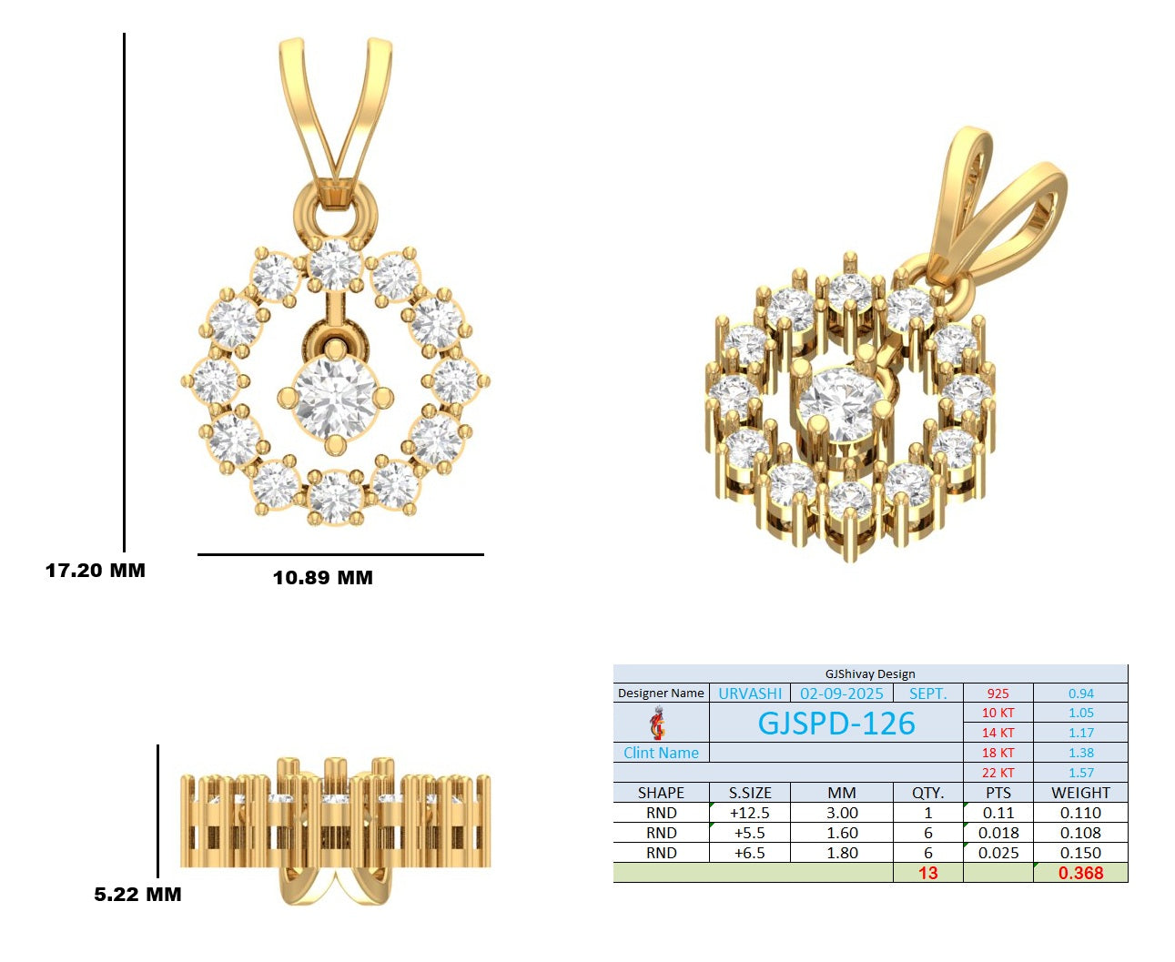 .37 Ct. Diamond Circle Halo Pendant Necklace (GJSPD-126) 10