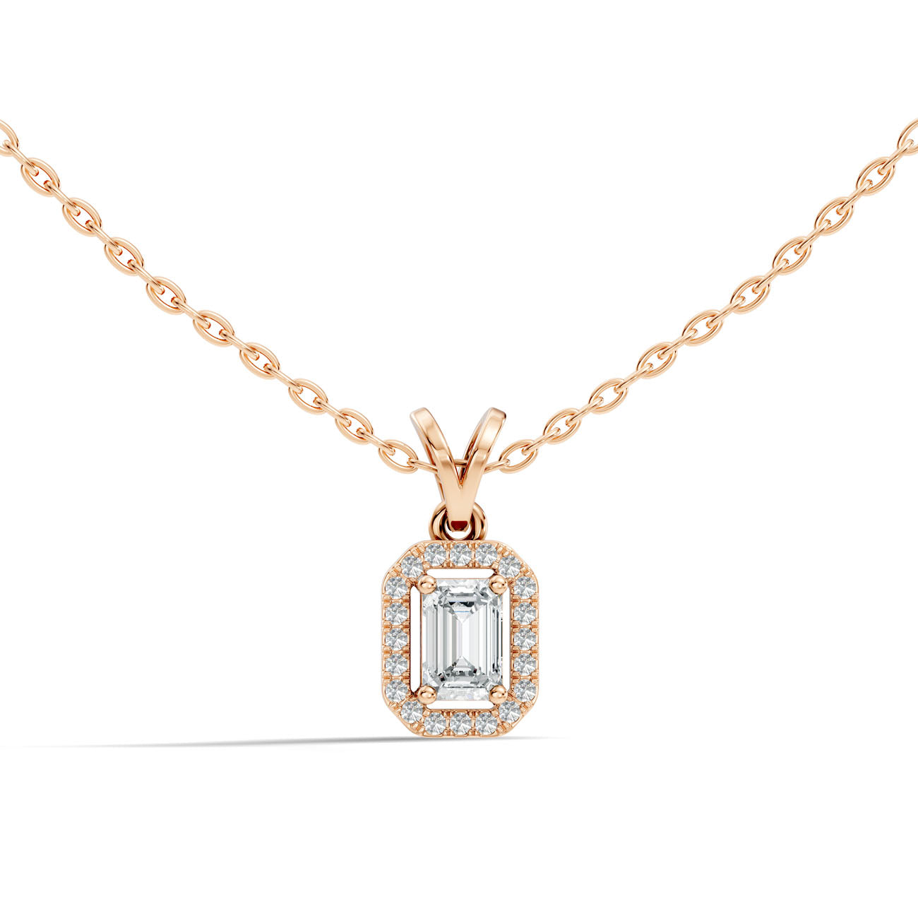 .45 Ct. Emerald-Cut Diamond Halo Pendant Necklace (GJSPD-128) 9
