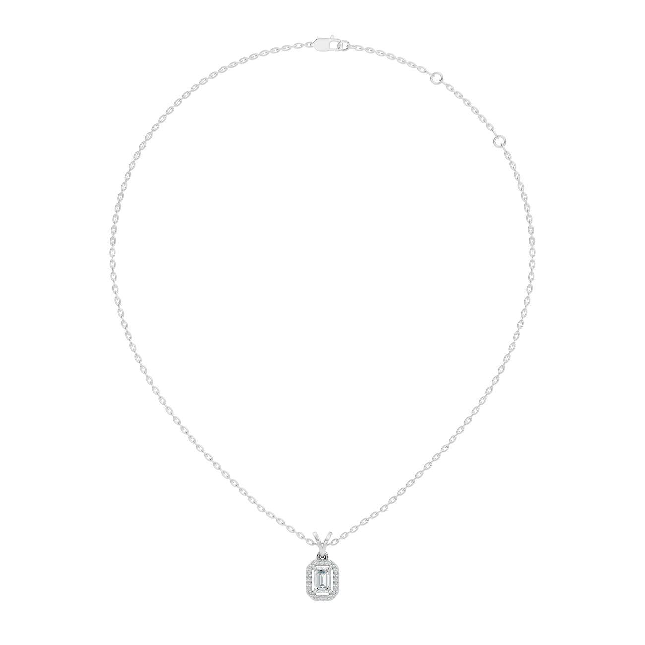 .45 Ct. Emerald-Cut Diamond Halo Pendant Necklace (GJSPD-128) 4