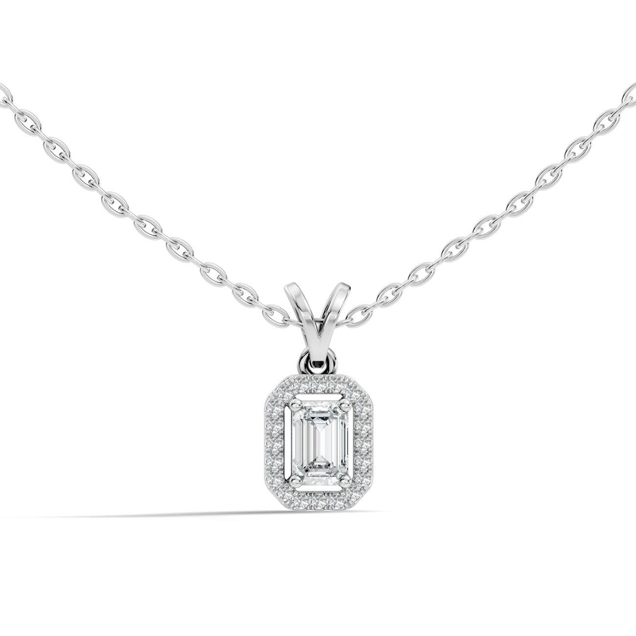 .45 Ct. Emerald-Cut Diamond Halo Pendant Necklace (GJSPD-128)