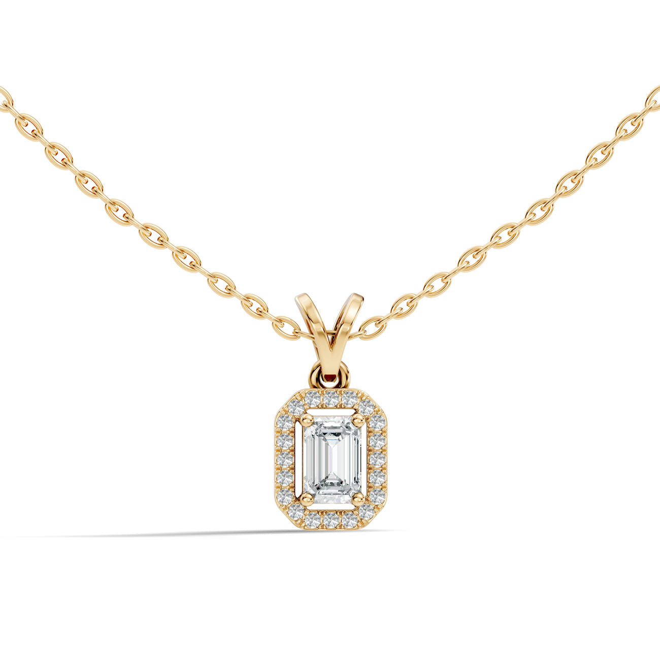 .45 Ct. Emerald-Cut Diamond Halo Pendant Necklace (GJSPD-128) 6