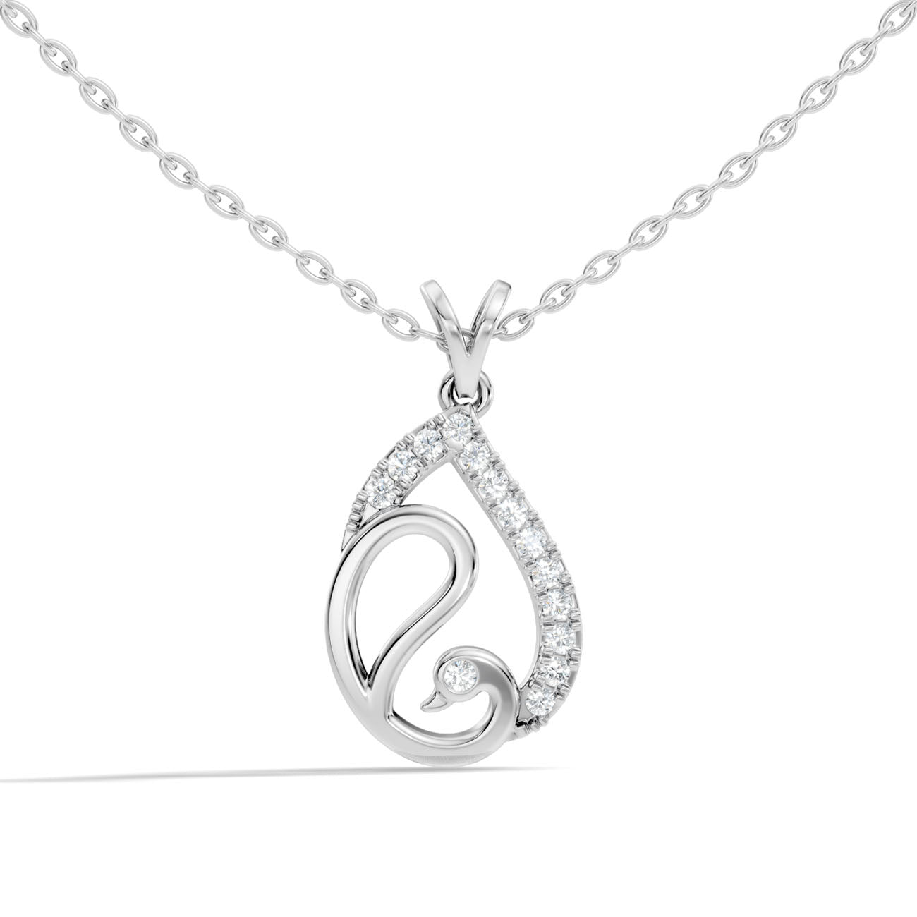 .17 Ct. Swan-Inspired Diamond Pavé Pendant Necklace (GJSPD-129)