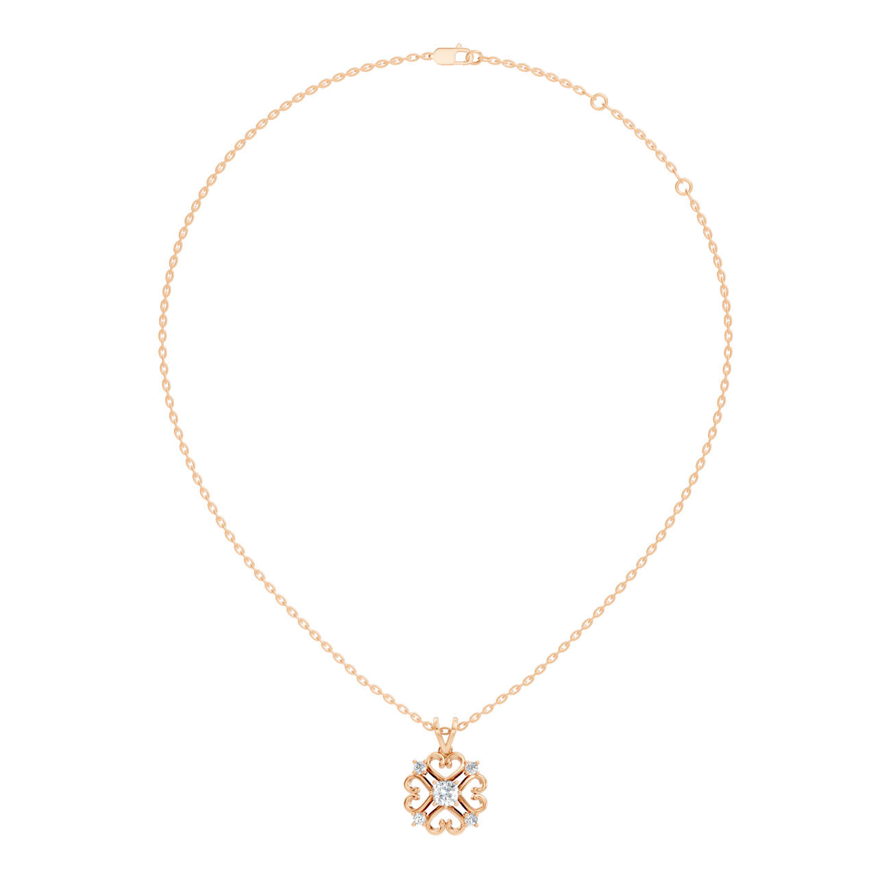 .50 Ct. Diamond Heart Motif Filigree Pendant Necklace (GJSPD-130)