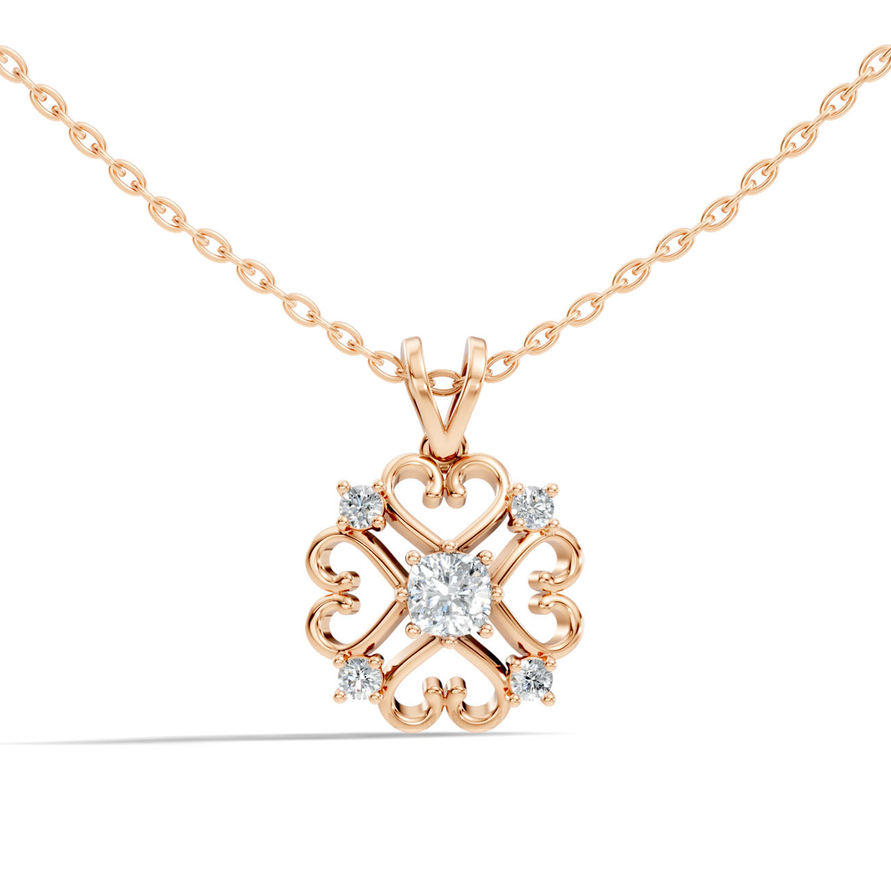 .50 Ct. Diamond Heart Motif Filigree Pendant Necklace (GJSPD-130) 7