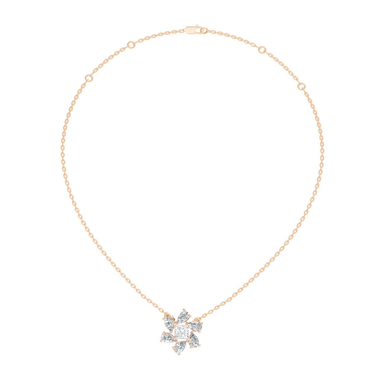 2.00 Ct. Princess Cut Diamond Floral Cluster Pendant Necklace (GJSPD-131)