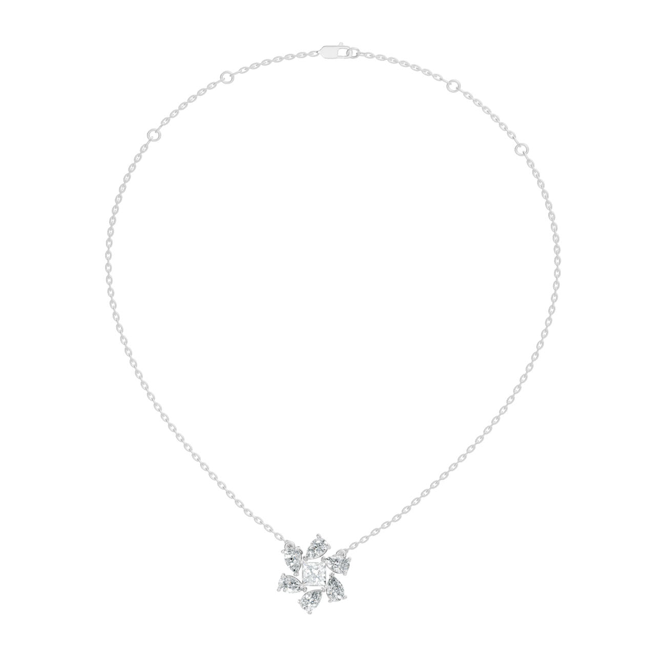 2.00 Ct. Princess Cut Diamond Floral Cluster Pendant Necklace (GJSPD-131) 5