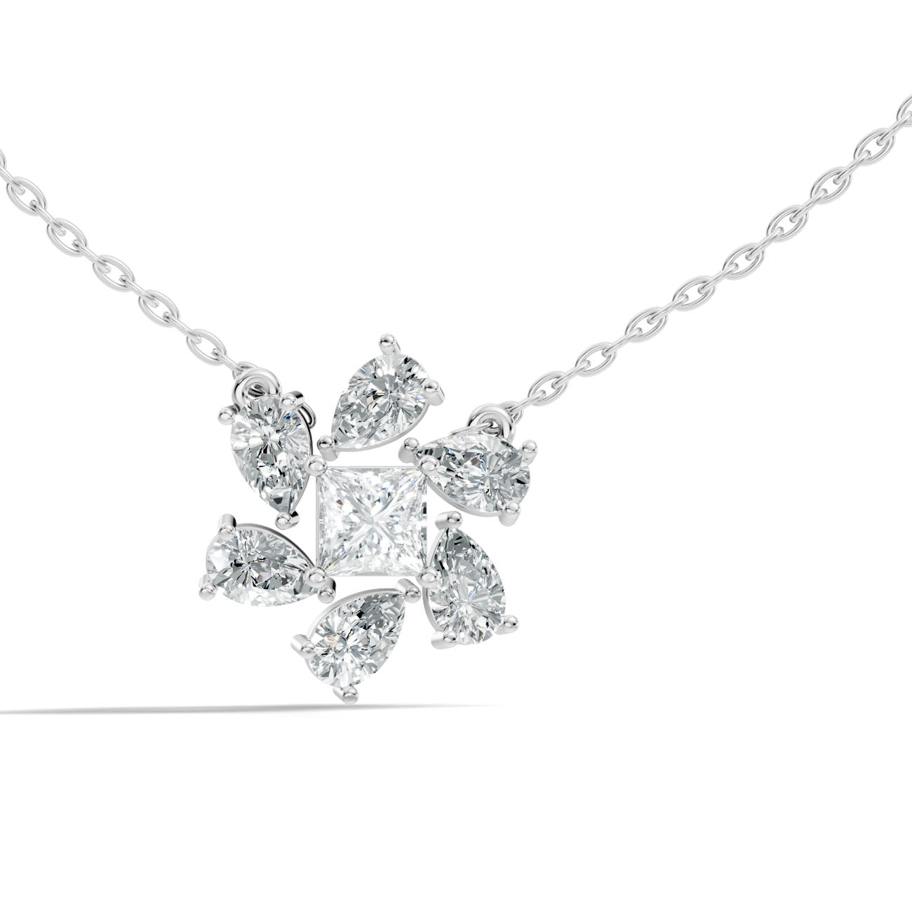 2.00 Ct. Princess Cut Diamond Floral Cluster Pendant Necklace (GJSPD-131) 6