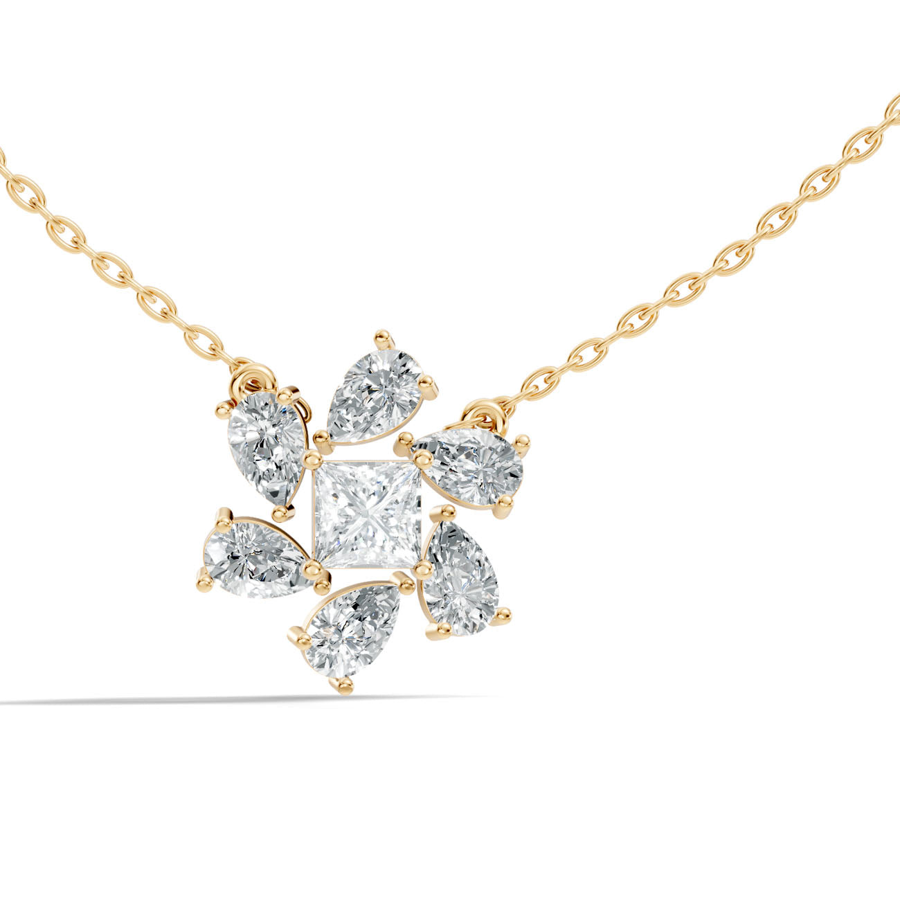 2.00 Ct. Princess Cut Diamond Floral Cluster Pendant Necklace (GJSPD-131)