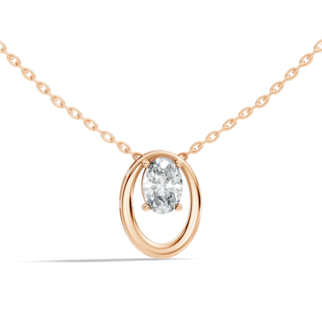 .66 Ct. Oval Diamond Solitaire Pendant Necklace in Open Frame (GJSPD-13) 9