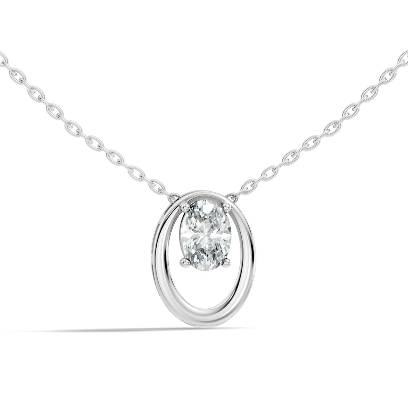 .66 Ct. Oval Diamond Solitaire Pendant Necklace in Open Frame (GJSPD-13)