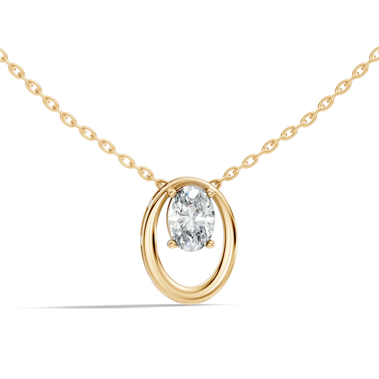 .66 Ct. Oval Diamond Solitaire Pendant Necklace in Open Frame (GJSPD-13) 6