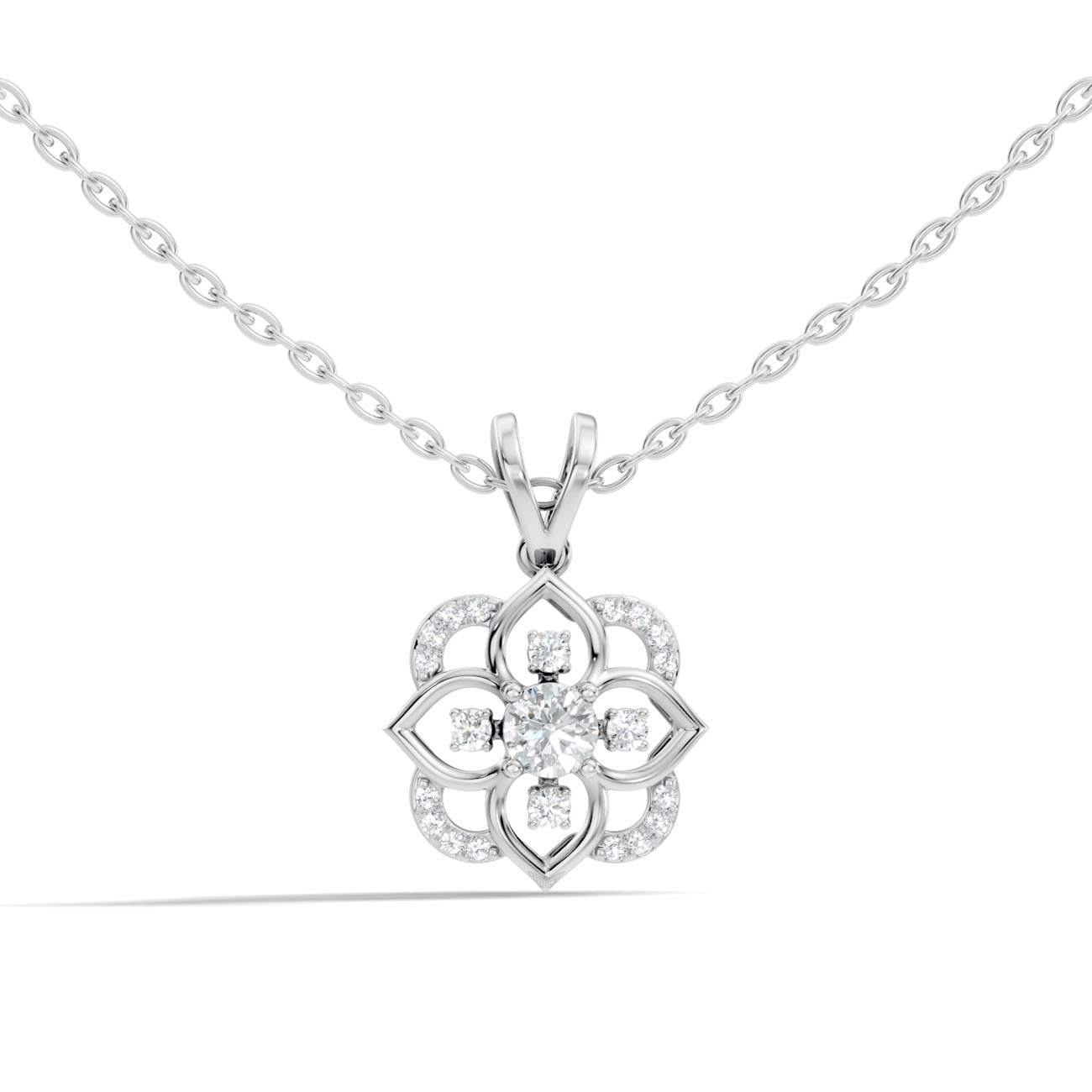.30 Ct. Floral Diamond Cluster Pendant Necklace (GJSPD-140)