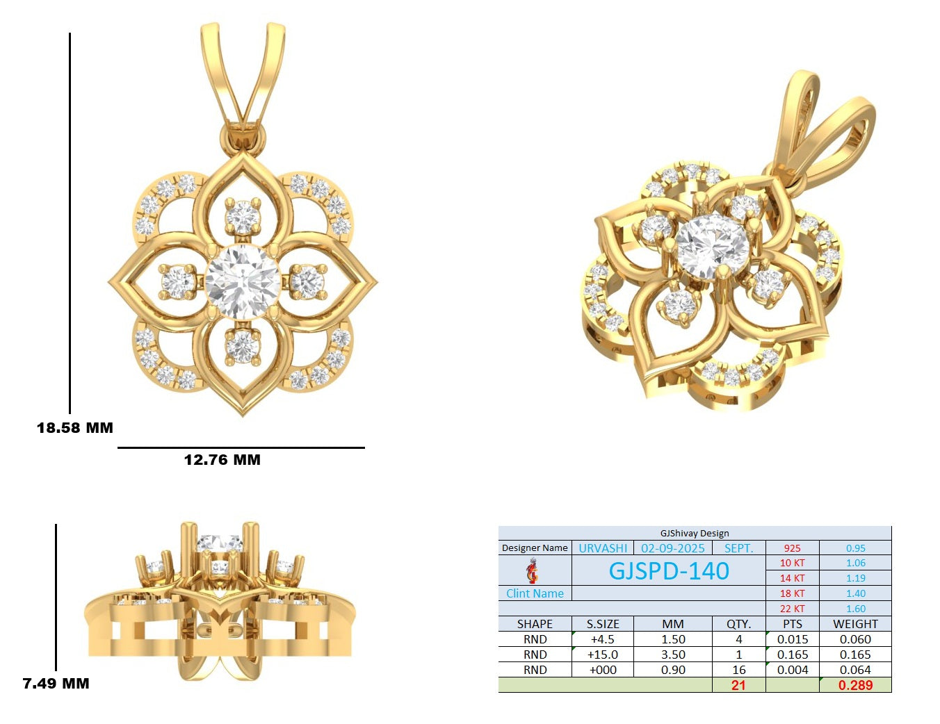 .30 Ct. Floral Diamond Cluster Pendant Necklace (GJSPD-140) 10