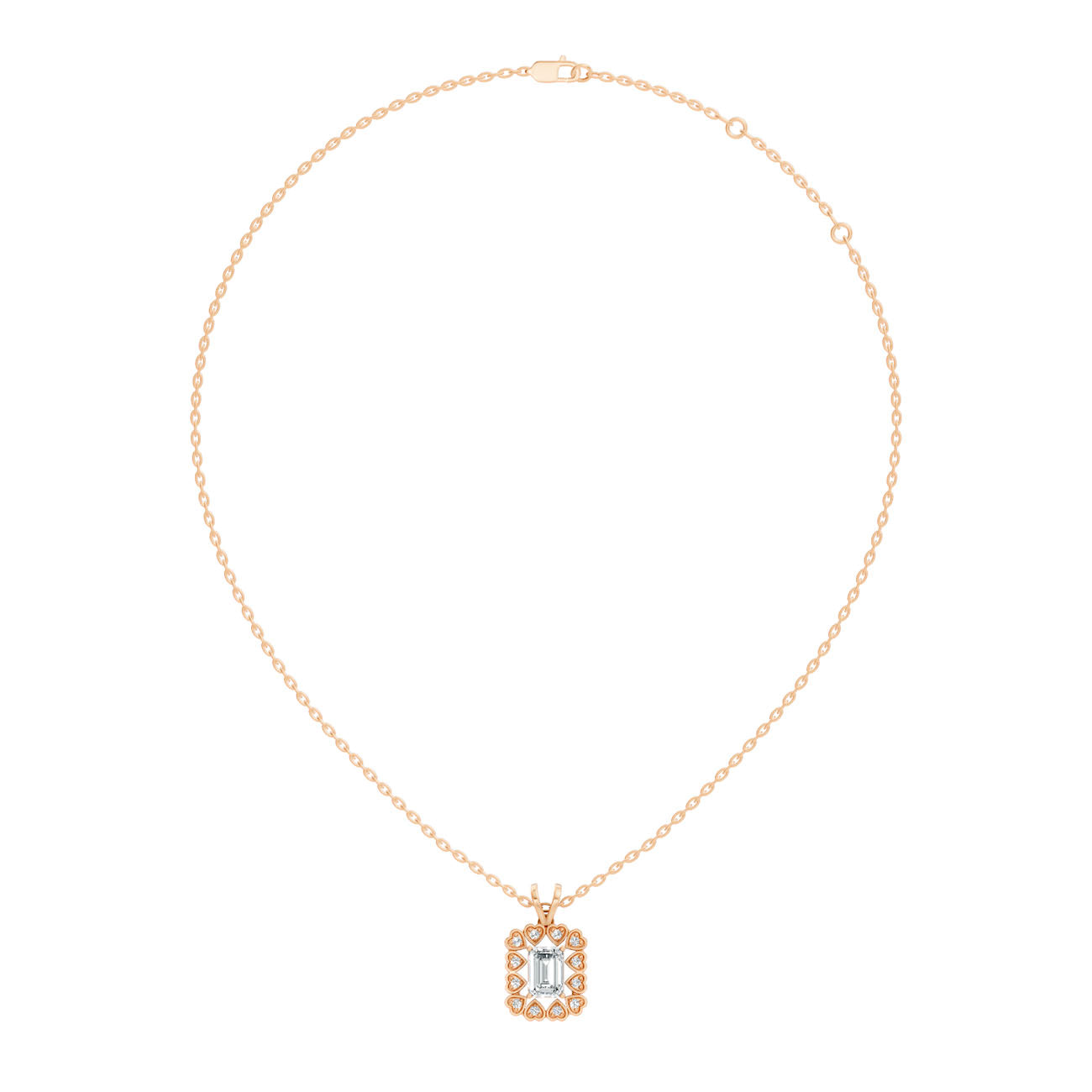 .85 Ct. Emerald-Cut Diamond Heart Halo Pendant Necklace (GJSPD-141)