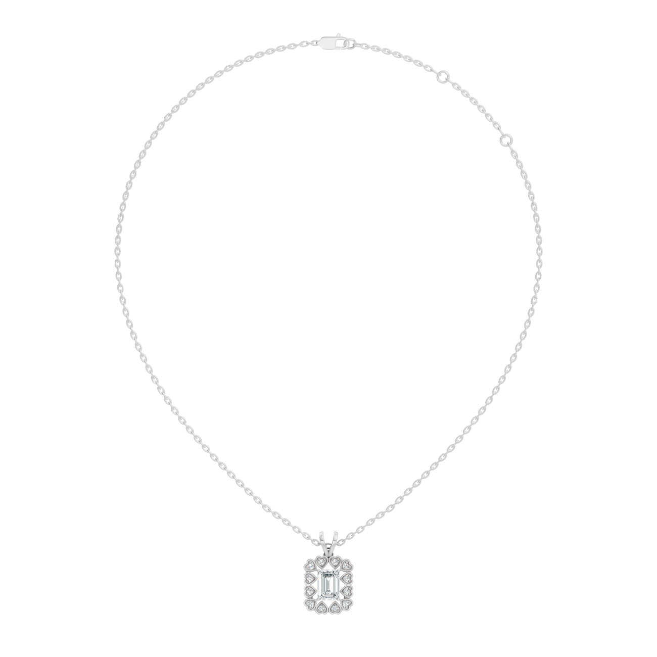 .85 Ct. Emerald-Cut Diamond Heart Halo Pendant Necklace (GJSPD-141) 5