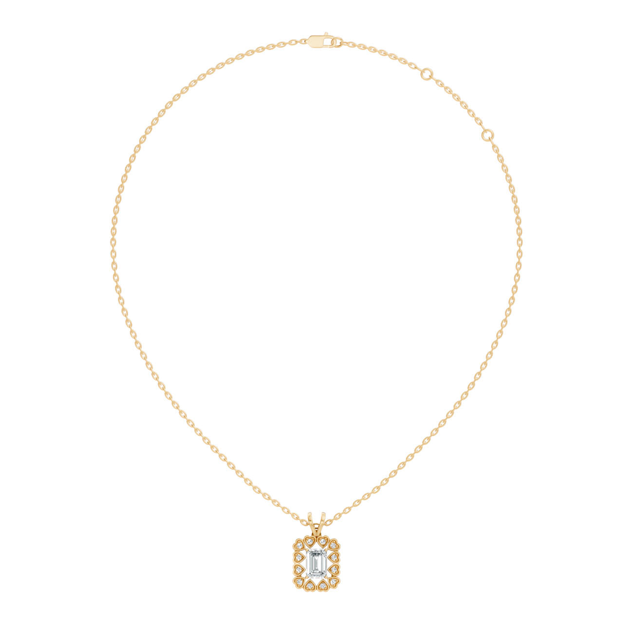 .85 Ct. Emerald-Cut Diamond Heart Halo Pendant Necklace (GJSPD-141) 7