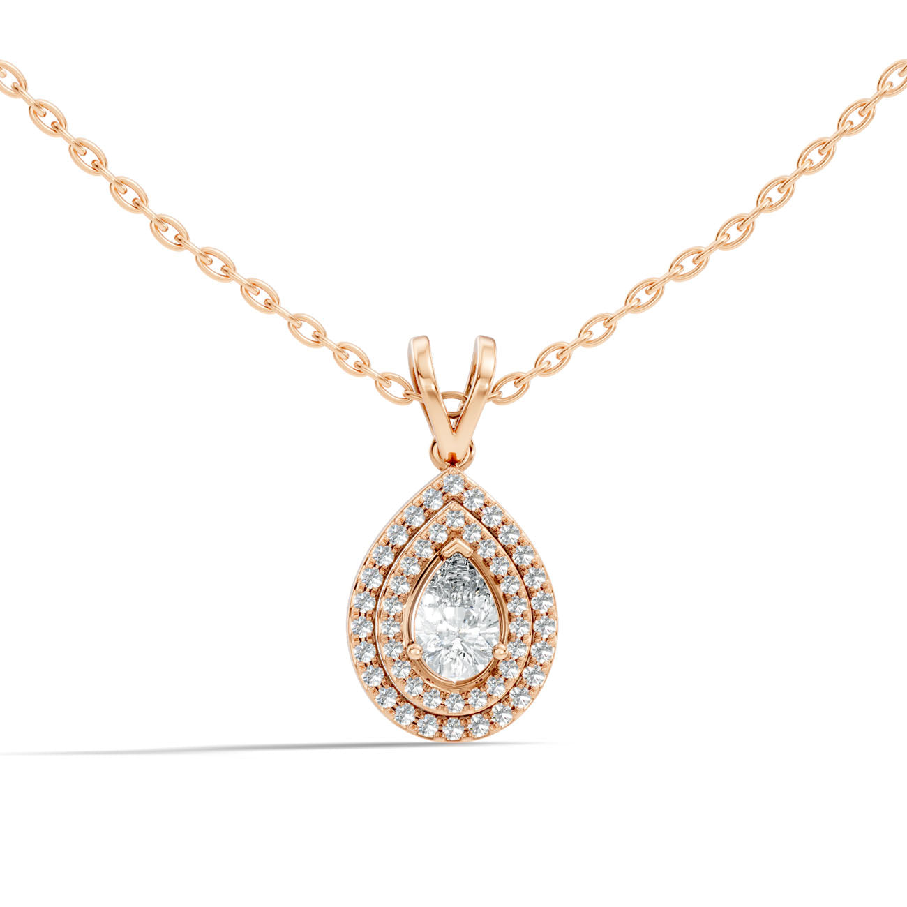 .50 Ct. Pear-Shaped Diamond Double Halo Pendant Necklace (GJSPD-142)