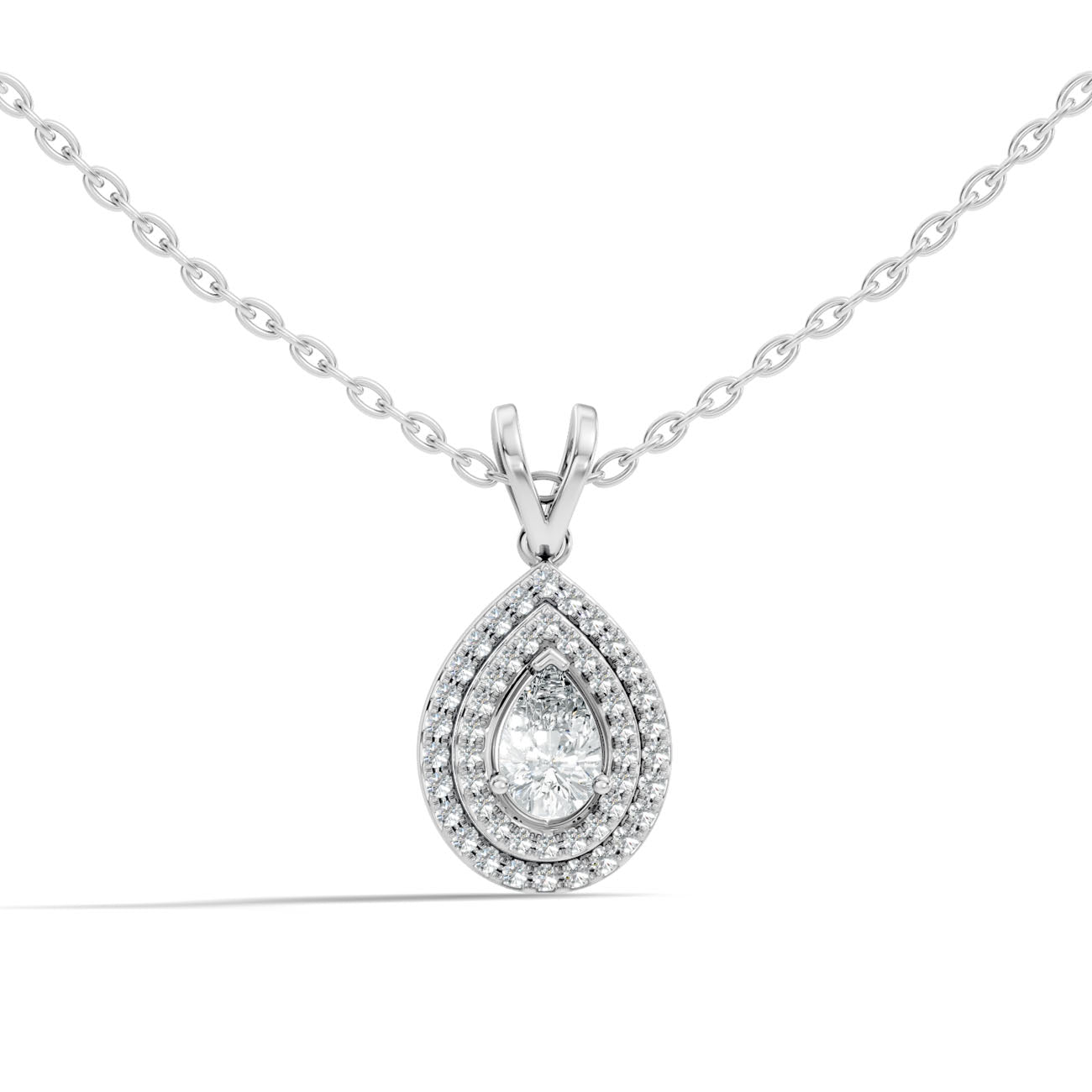 .50 Ct. Pear-Shaped Diamond Double Halo Pendant Necklace (GJSPD-142)