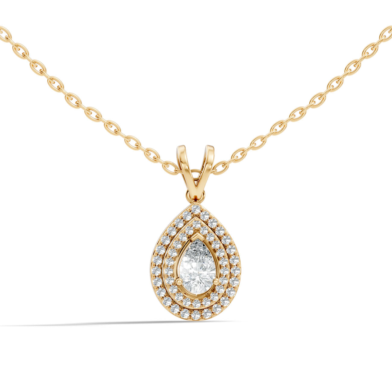 .50 Ct. Pear-Shaped Diamond Double Halo Pendant Necklace (GJSPD-142) 4