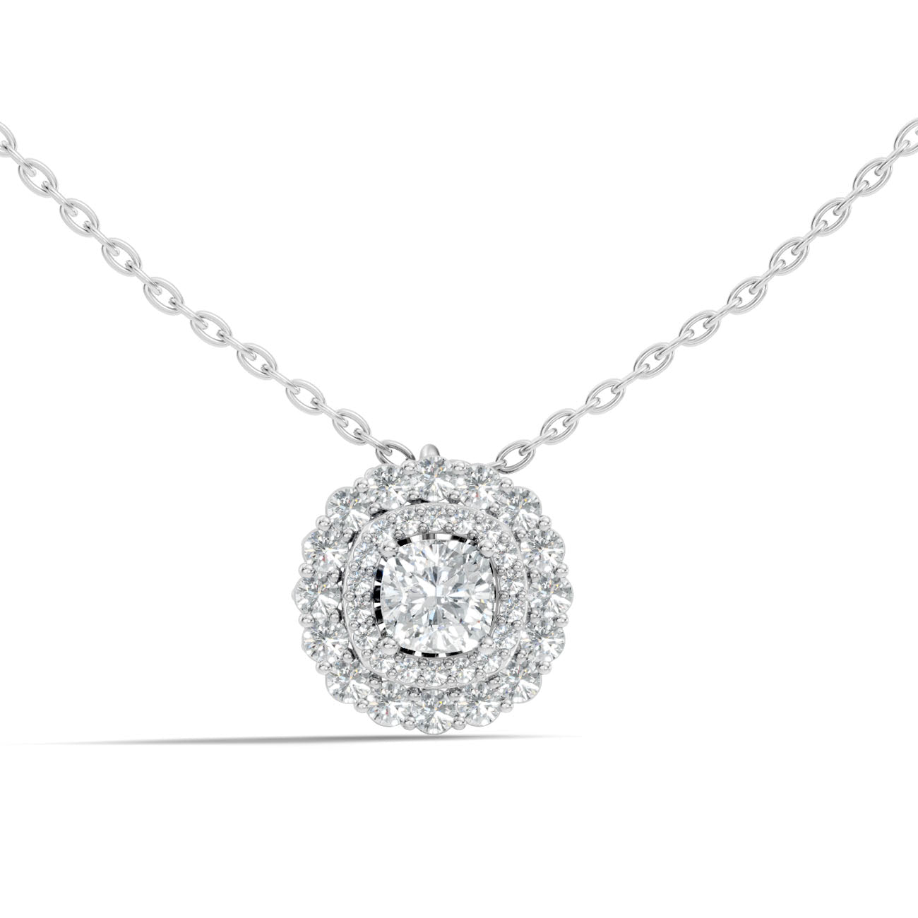 1.20 Ct. Round Diamond Cushion Halo Pendant Necklace (GJSPD-144)