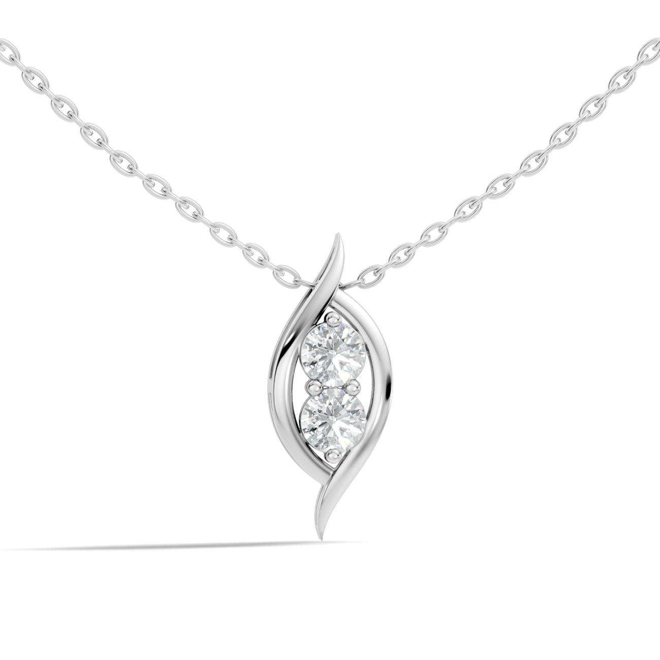 .60 Ct. Two-Stone Round Diamond Twist Pendant Necklace (GJSPD-146)