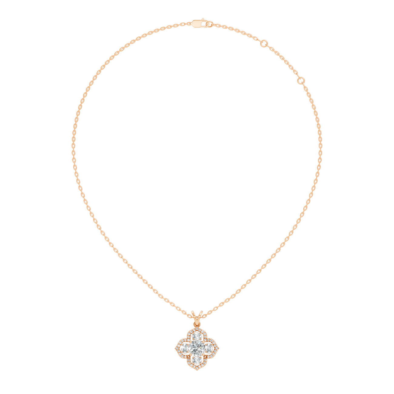 1.37 Ct. Round Diamond Floral Halo Pendant Necklace (GJSPD-147)